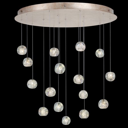 Fine Art Lamps Natural Inspirations Pendant, Round, 16-Light, LED, Dichroic Glass Crystal, Gold-Toned Silver Leaf 862840-206LD